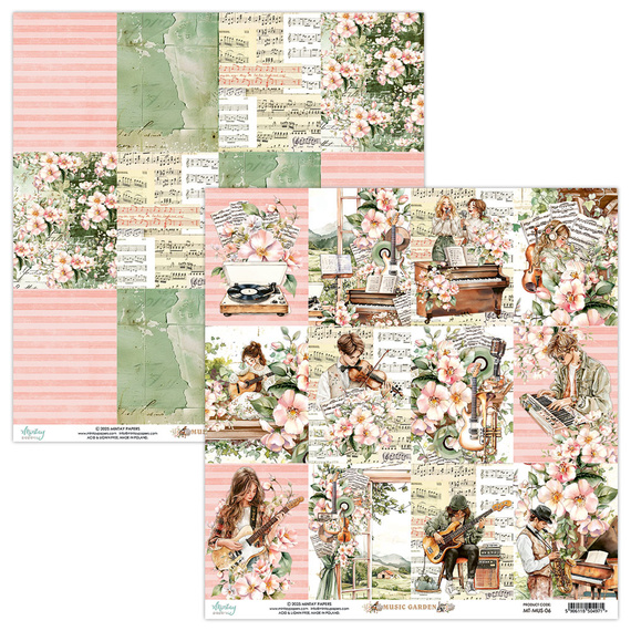 MINTAY Set 24Stk 20x20cm doppelseitig Scrapbooking Papier 240g - Music Garden