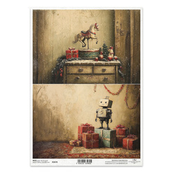 Reispapier für Decoupage A4 - Retro-Pferd, Roboter, Weihnachten - R2678 - Itd Collection