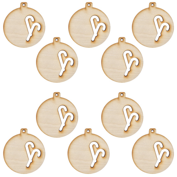Holz-Christbaumanhänger Set 10 Stück - Weihnachtsstangen - 6 cm - Baumschmuck