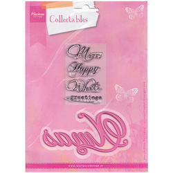 Stanzform Präge Stanzschablone Cutting Die - Marianne Design - Weihnachten COL1339 - Grüße Inschriften