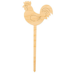 DEKORATION aus Holz auf einem Stab 14 cm Hahn