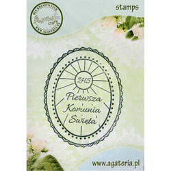 AGATERIA - Transparent Stempel Motivstempel Clear Stamp - Pierwsza Komunia Święta ihs-Untertitel PL  Rahmen, oval