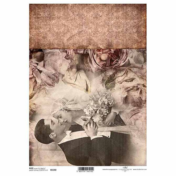 ITD Reispapier Decoupage Bastelpapier Softpapier Serviettentechnik, Brautpaar R1540