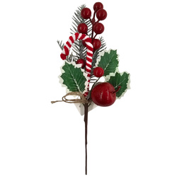 Weihnachtszweig mit Zuckerstange und Apfel - 1St