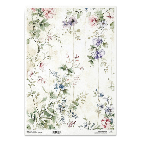 Reispapier Decoupage Bastelpapier für Decoupage A3 ITD 1435L floraler Hintergrund