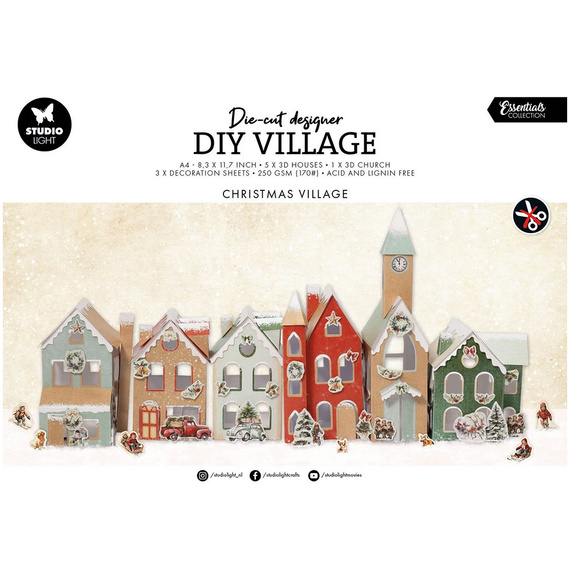 Papier-Set mit Elementen zum Erstellen eines Weihnachtsdorfes - Village Christmas DIY - Studio Light