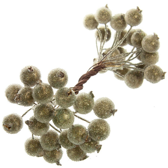 Gefrostete Beeren - gold - 1 Zweig mit 40 Beeren 