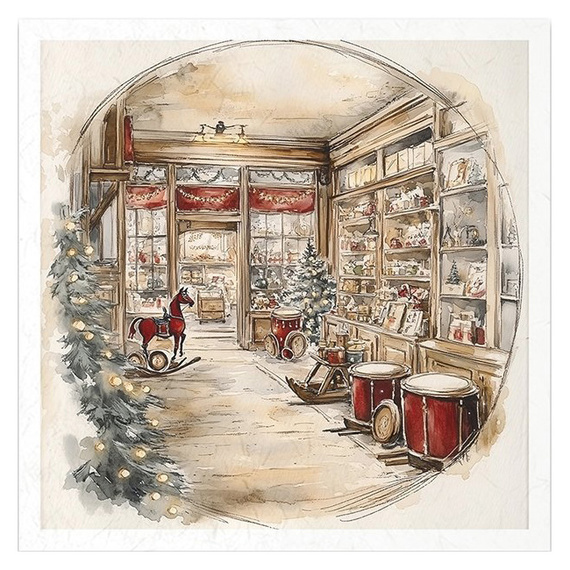 Reispapier-Set - Spielzeugladen, Weihnachtsmann, Lokomotive - RSM204 - Itd Collection