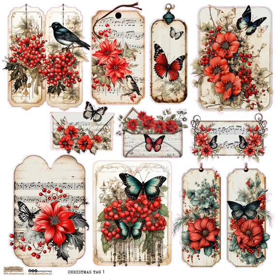 AUFKLEBER ScrapLove Dekor Stickers - Christmas Tag 1 - Winter-Tags