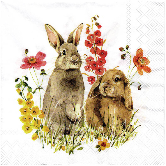 SERVIETTEN 1 Stück Motivservietten Decoupage Napkin 33x33cm, Hop on Spring