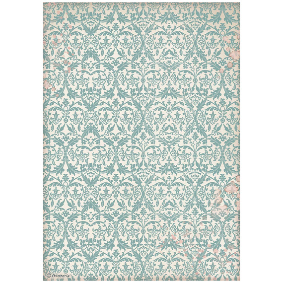 Reispapier Decoupage Bastelpapier A4 - Stamperia - Venice Turquoise Tapestry 