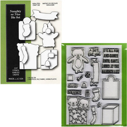 POPPYSTAMPS Stanzform Präge Stanzschablone Cutting Die + Briefmarke - Naughty or Nice Bären
