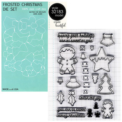 MEMORY BOX Stanzform Präge Cutting Die + Stempel - Frosted Christmas  Weihnachts-Lebkuchen
