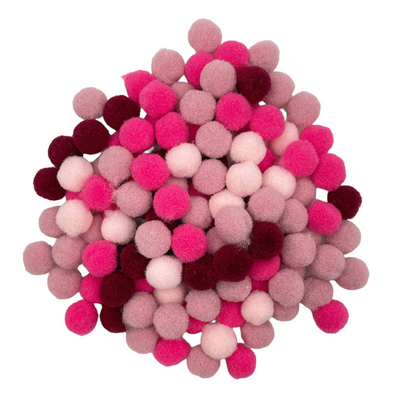 LOVEART POMPONS 120Stk./10mm Bommel Bastelmaterial Bälle zum Basteln,  mix rosa