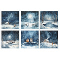 Reispapier-Set - Nachtlandschaft, Winterlandschaft, Eule, Fuchs, Kaninchen, Haus - RSM178 - Itd Collection