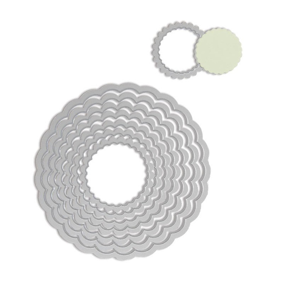SIZZIX Stanzform Präge Stanzschablone Cutting Die, Circles scallop 657552