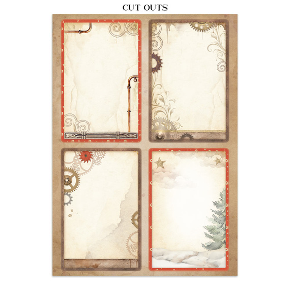 Set aus Junk Journal-Papieren, Aufklebern und Elementen - Gear Up For Christmas - Stamperia 
