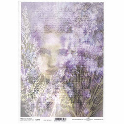 ITD Reispapier Decoupage Bastelpapier Gesicht einer Frau, Lavendel R2073
