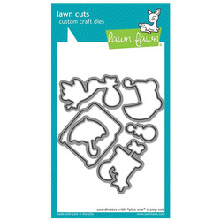 Stanzform Präge Stanzschablone Cutting Die - Lawn Fawn - Plus One - Storch, Kinderwagen, Regenschirm