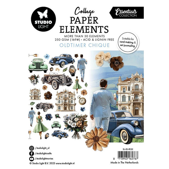 STUDIO LIGHT Papierdeko fürs Basteln - Collage Paper Elements - Oldtimer Chique