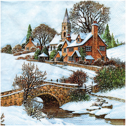 SERVIETTEN 1 Stück Motivservietten Decoupage Napkin 33x33cm, Snowy Winter View 