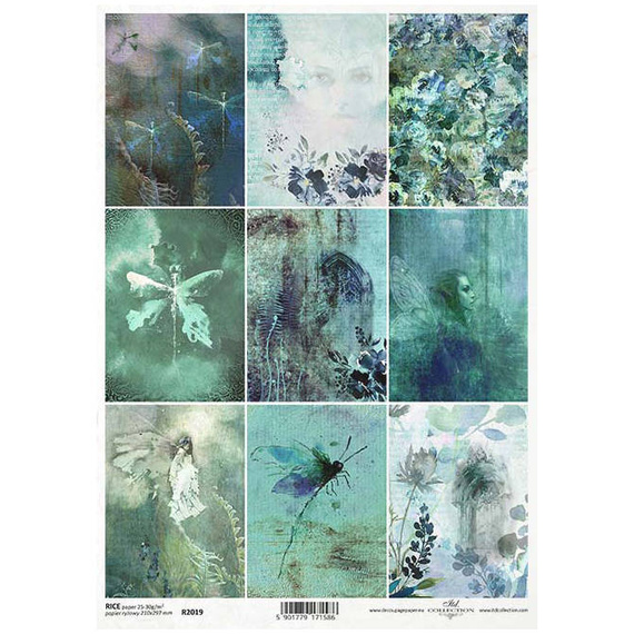 ITD Reispapier Decoupage Bastelpapier R2019 'Elfen-Tal' Kollektion, Aquarell, Blumen