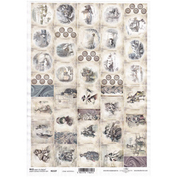 ITD Reispapier Decoupage Bastelpapier Serviettentechnik, vintage, Adventskalender R2137