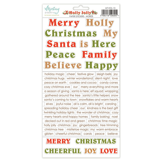 AUFKLEBER - Mintay - Holly Jolly - Englische Wörter