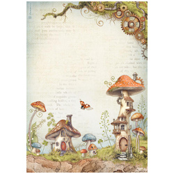 Reispapier Decoupage Bastelpapier A4 - Stamperia -  Hidden Grove Pilzhaus