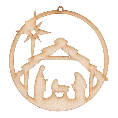 Holz-Christbaumanhänger Set 10 Stück - Krippe - 6 cm
