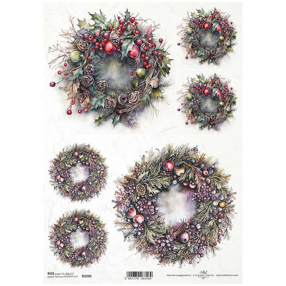 ITD Reispapier Decoupage Bastelpapier Serviettentechnik-R2290 Girlanden