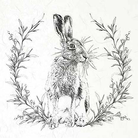 ITD - Reispapier-Set  - RSM053 Hasen - schwarz und weiß