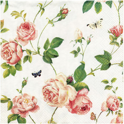 SERVIETTEN 1 Stück Motivservietten Decoupage Napkin 33x33cm, New Rambling Rose