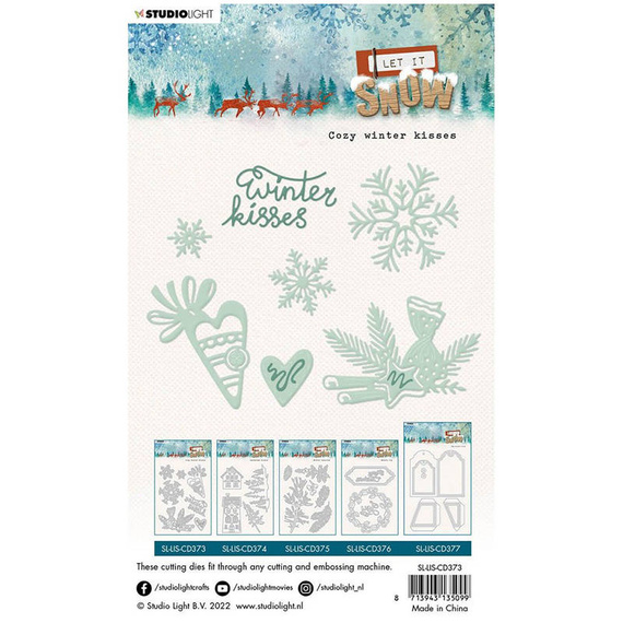 STUDIO LIGHT - Stanzform Präge Stanzschablone Cutting Die, Snowy winter Kisses Let it Snow Schneeflocken Schilf