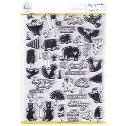 PINK FRESH Transparent Acryl Stempel Motivstempe - Playful Animal Friends 1 Tiere