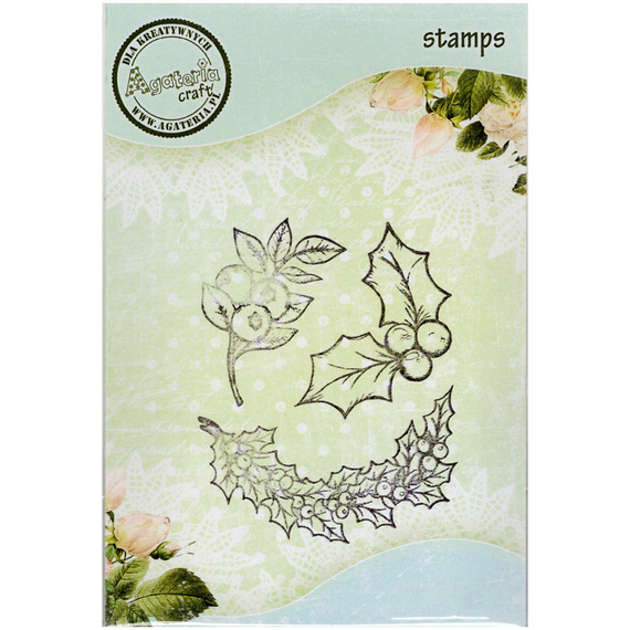 AGATERIA Polymerstempel Clear Stamp - Stechpalmen-Set