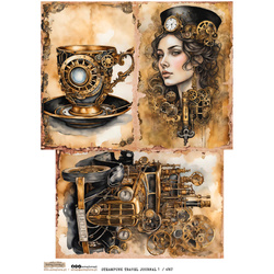 Reispapier Decoupage Bastelpapier A4 - Scraplove - Steampunk Travel Journal 1