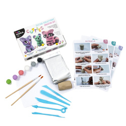 Kreativset mit selbsthärtender Knete - Teddybär und Tiere - Farben, Werkzeuge, Pinsel