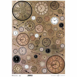 ITD Reispapier Decoupage Bastelpapier A3, Uhren 0006L