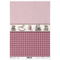 ITD Reispapier Decoupage Bastelpapier Serviettentechnik, R1955 Spielzeug, Karomuster rosa