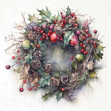 Reispapier-Set - ITD RSM099 Winterkränze Girlanden