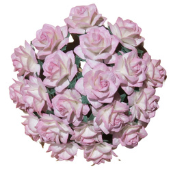 ROSEN Mulberrypapier 25 mm – STAR ROSES 2-farbig rosa und creme – Dekoblümen für Basteln - 50 Stück