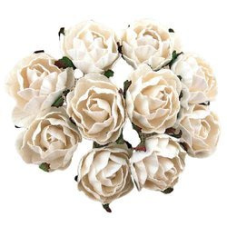 PEONIE-BLÜTEN 30 mm Maulbeerpapier Blumen Scrapbooking 50 Stk., weiß