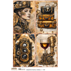 Reispapier Decoupage Bastelpapier A4 - Scraplove - Steampunk Travel Journal 3