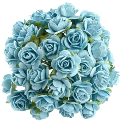  ROSEN Geöffnete 20mm 50 Stk. Scrapbooking Maulbeerpapier Blumen Flowers, türkis