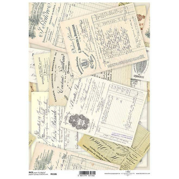 ITD Reispapier Decoupage Bastelpapier Serviettentechnik-R1106 - A4-Buchstaben im alten Stil