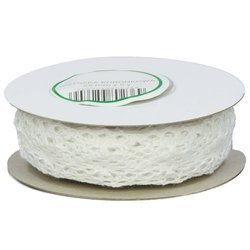Baumwollspitze Spitze Spitzenborte Spitzenband Klöppelspitze 2.5cm/4.55m, weiß