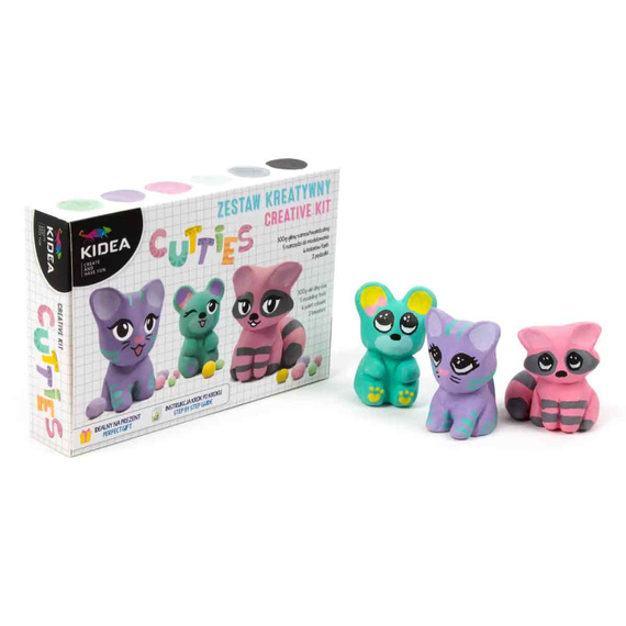 Kreativset mit selbsthärtender Knete - Teddybär und Tiere - Farben, Werkzeuge, Pinsel