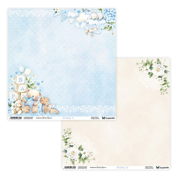 SCRAPANDME Set 15Blatt 20x20cm doppelseitig Scrapbooking Papier - Oh, Baby