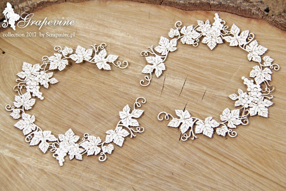 SCRAPINIEC Dekorpappe Die Cut Chipboard Dekoration Ornament, Weinrebe Kranz